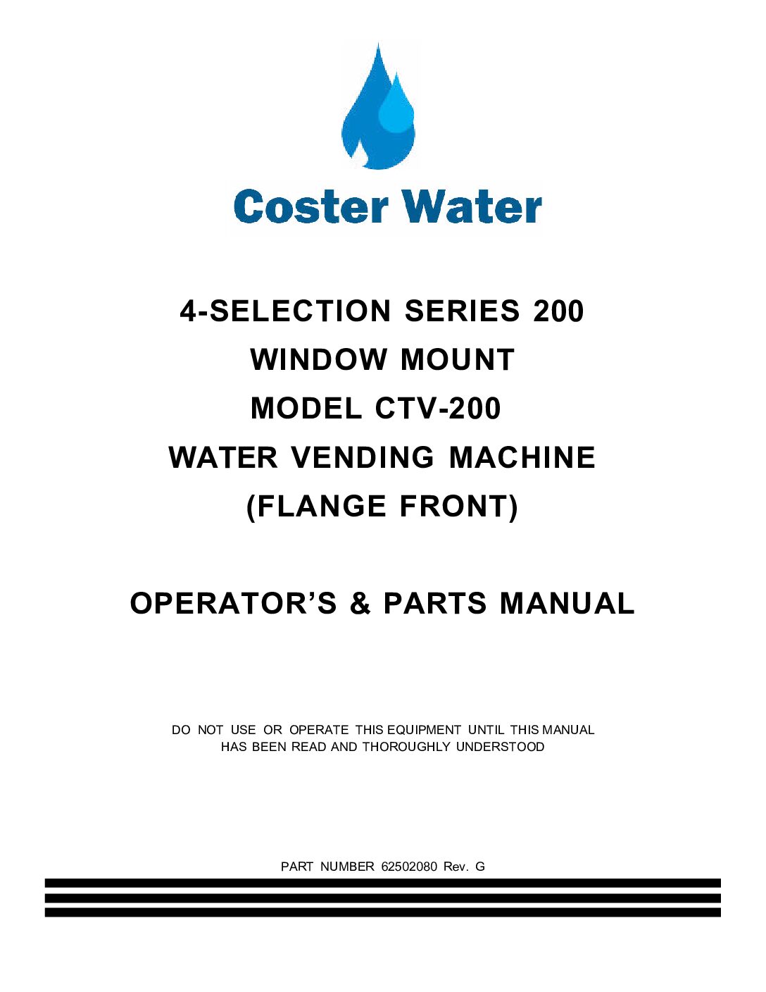 Single Window- Operator's & Parts Manual