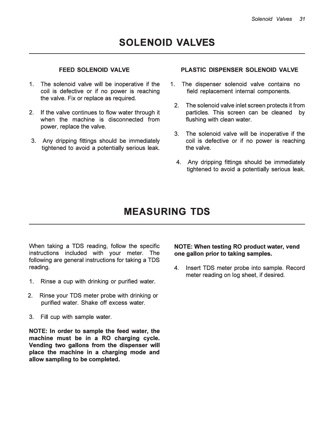 Solenoid Valves-Measuring TDS and Cleaning-Sanitization