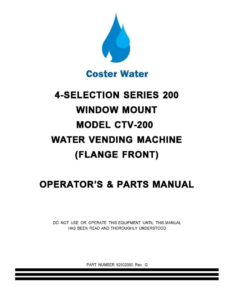 Single Window- Operator's & Parts Manual