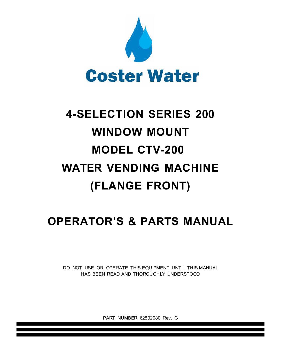 Single Window- Operator's & Parts Manual